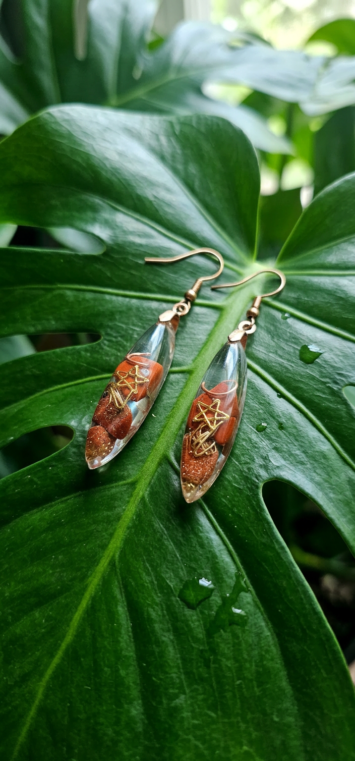 Boucles d’oreilles en Jaspe Rouge