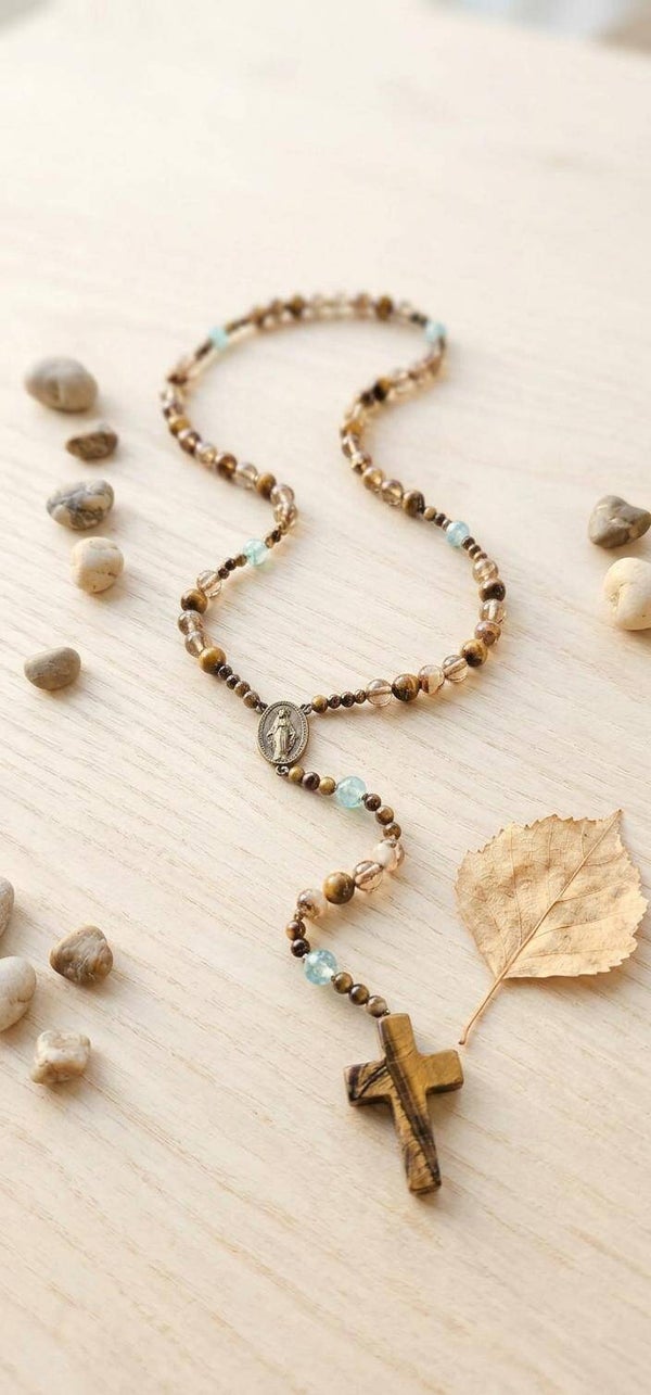 Chapelet Oeil du Tigre et Turquoise
