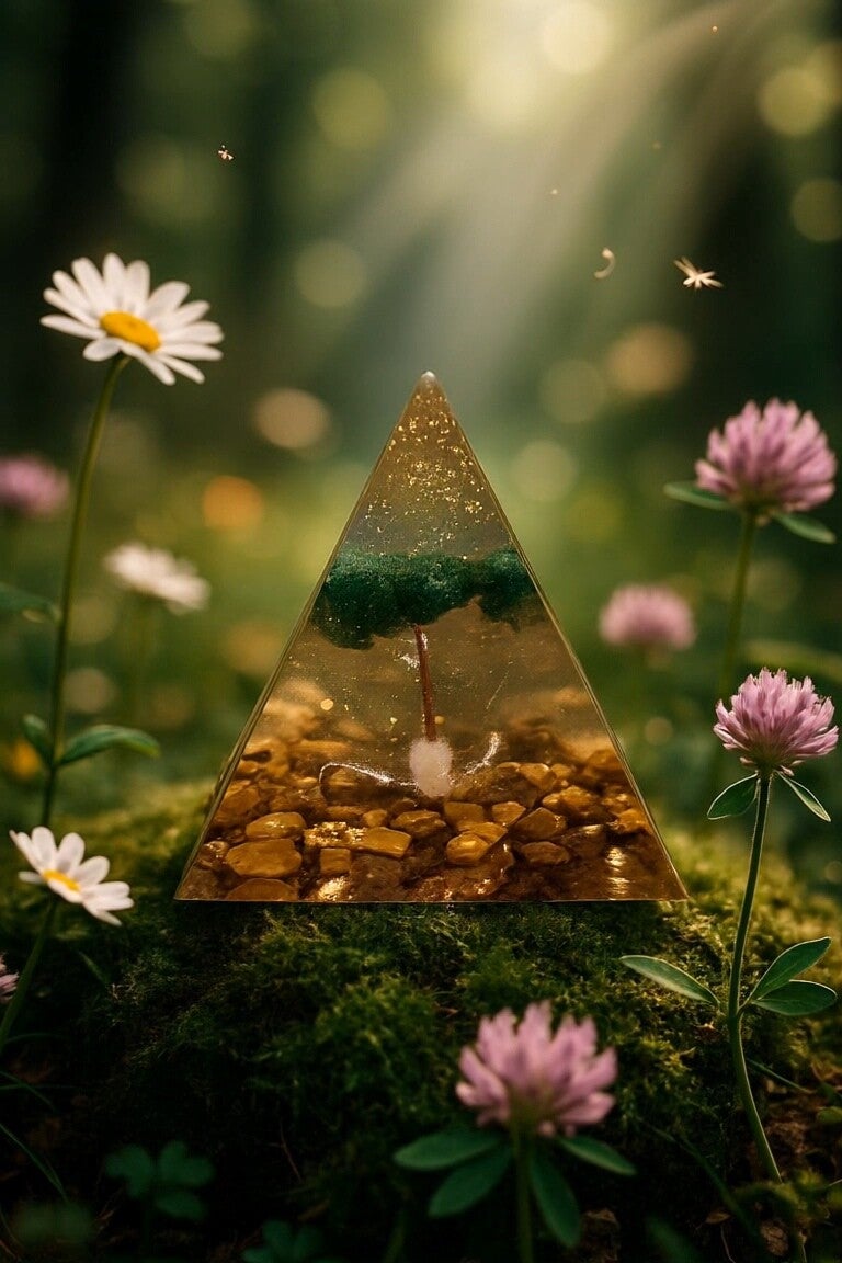 Pyramide en Péridot et Œil du Tigre