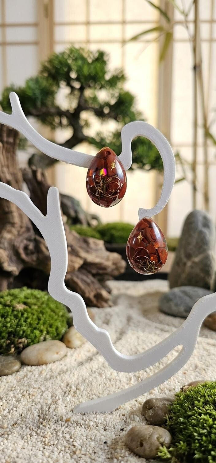 Boucles d’oreilles en Jaspe Rouge