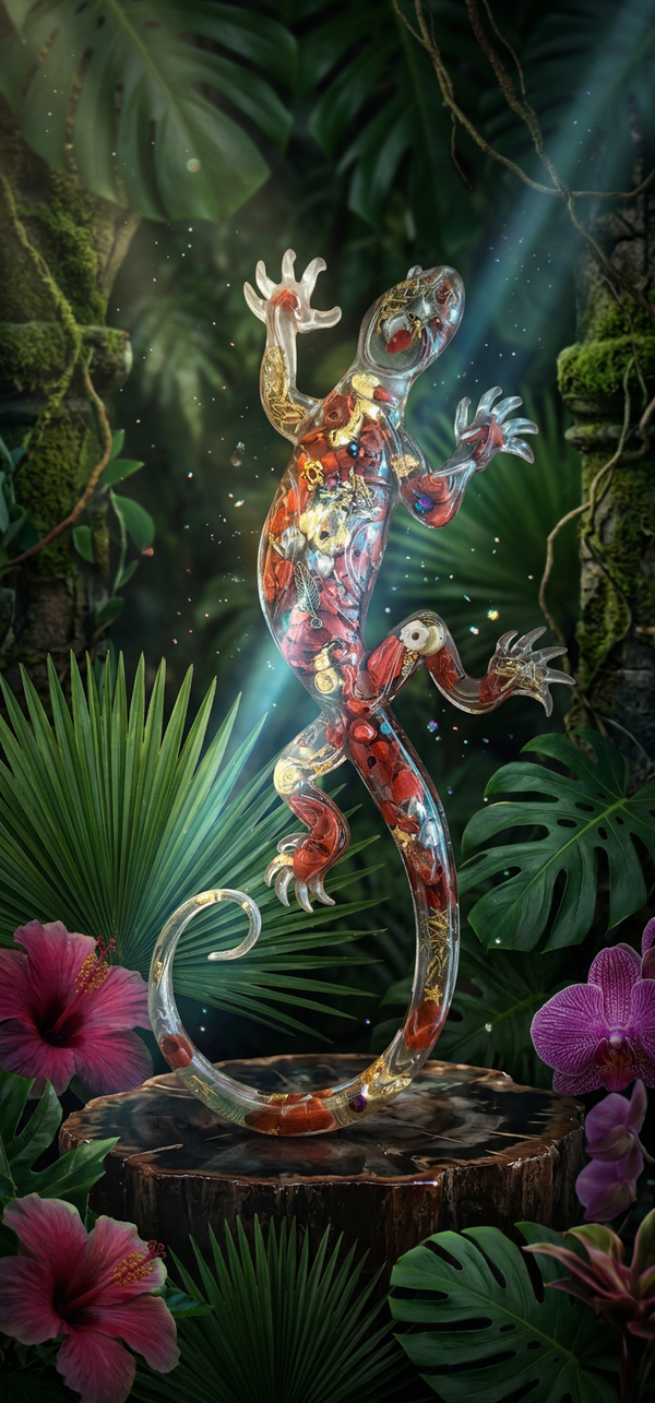 Lézard en Jaspe Rouge
