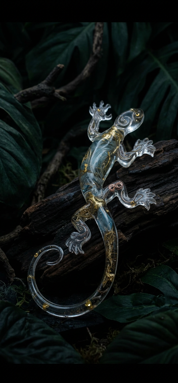 Lézard en Calcédoine Bleue