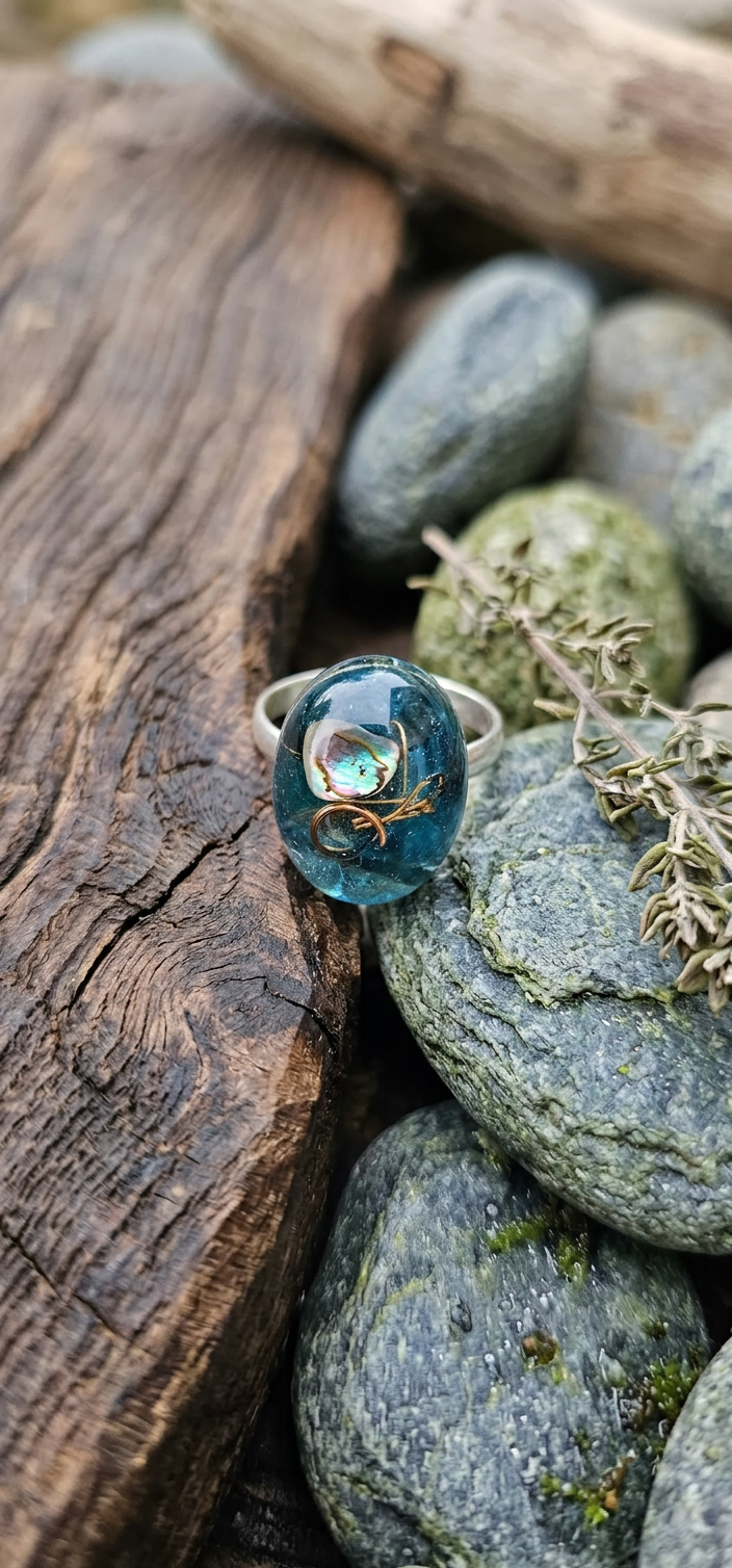 Bague en Apatite Bleue