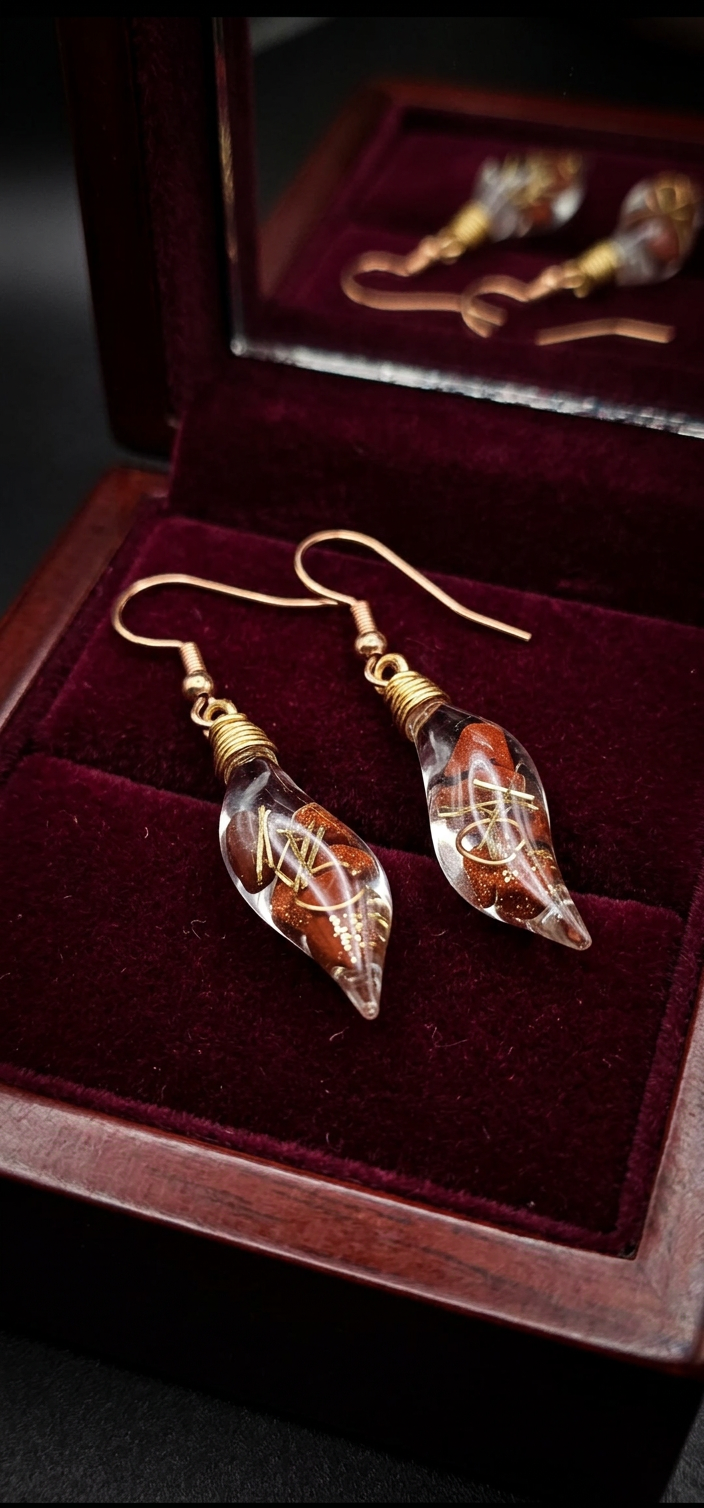 Boucles d’oreilles en Jaspe Rouge