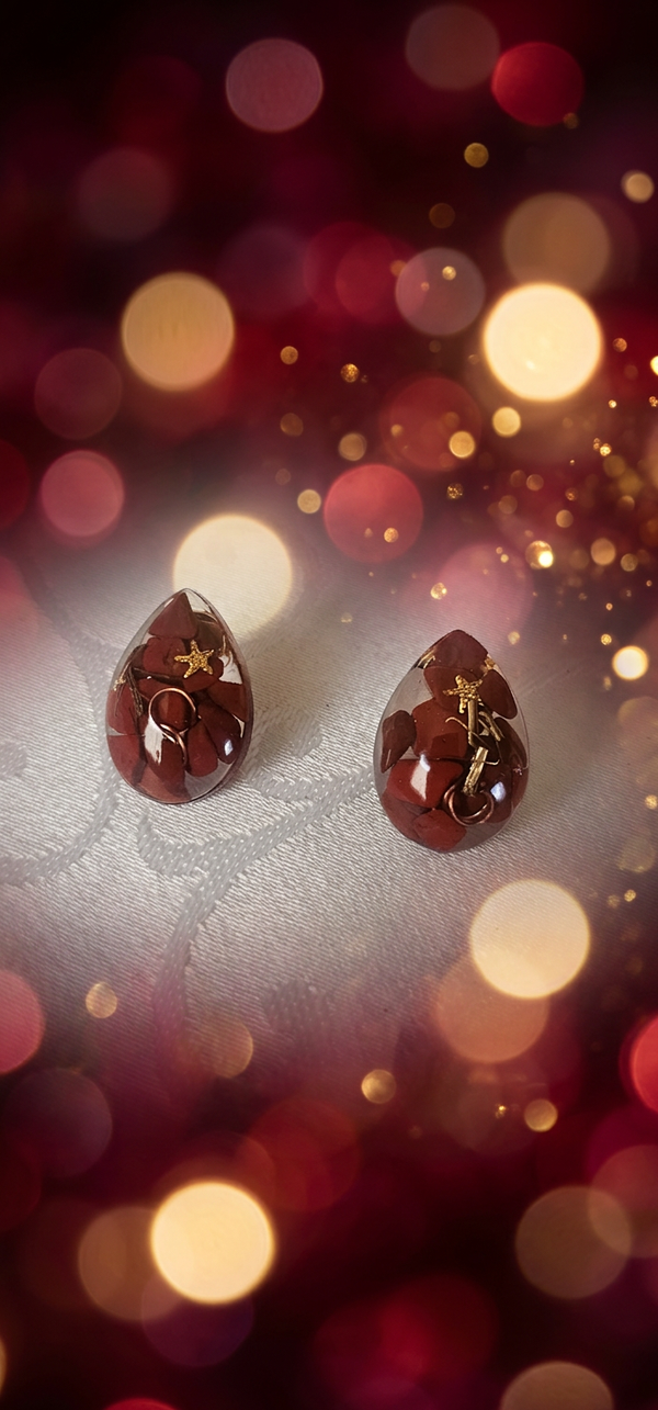 Boucles d’oreilles en Jaspe Rouge