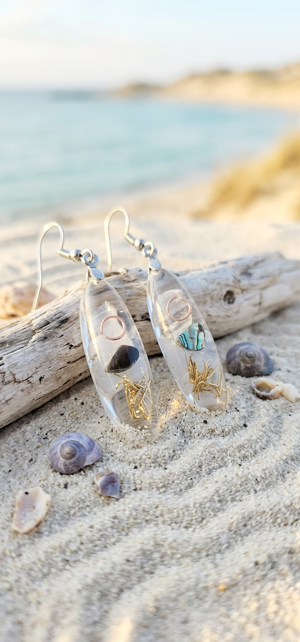 Boucles d’oreilles en Calcédoine Bleue