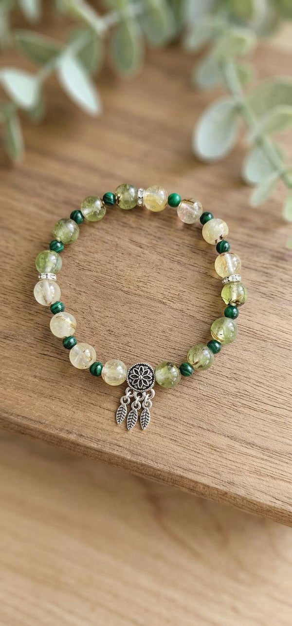 Bracelet en Peridot et Calcite Jaune