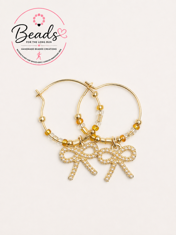 Bow charm hoop earings