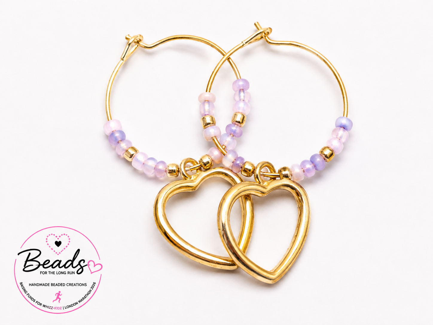 Heart charm hoop earings
