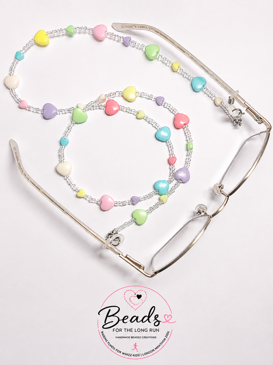 Multicolour heart glasses chain