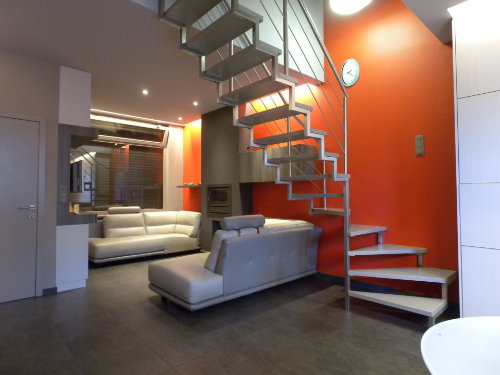 Inox trap met eiken treden