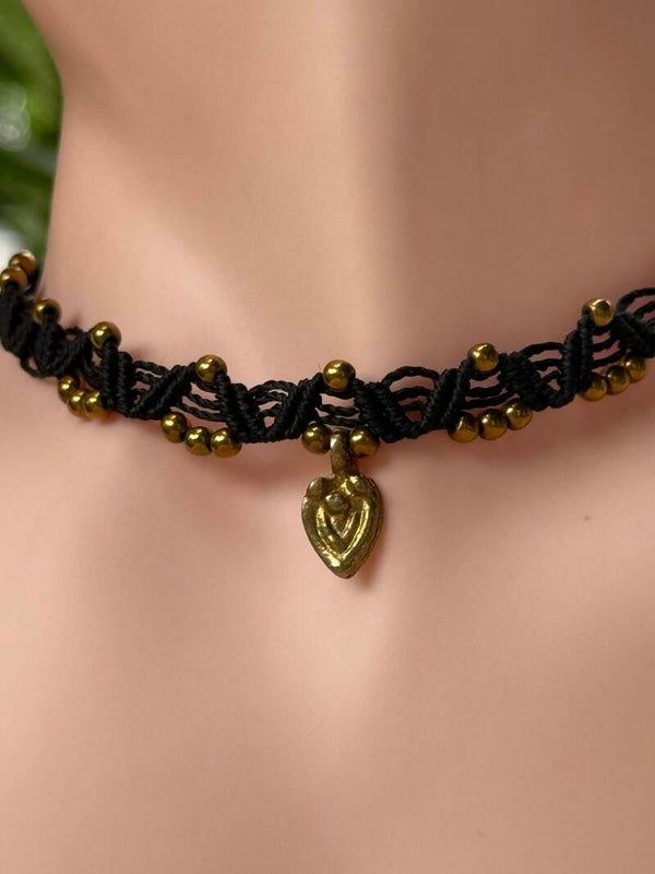 Collier micromacramé « Cœur Nomade »