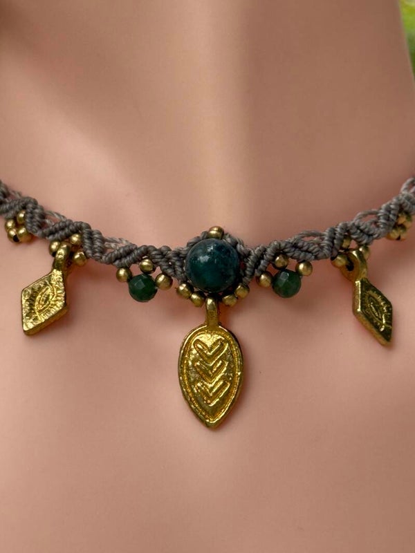 Collier micromacramé tribal -  « Esprit de la forêt »