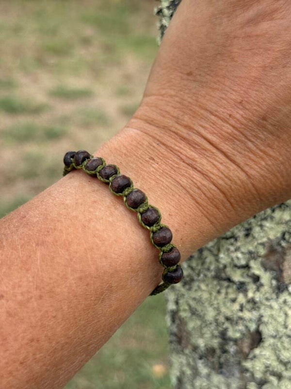 Bracelet micromacramé « Bois Nomade »