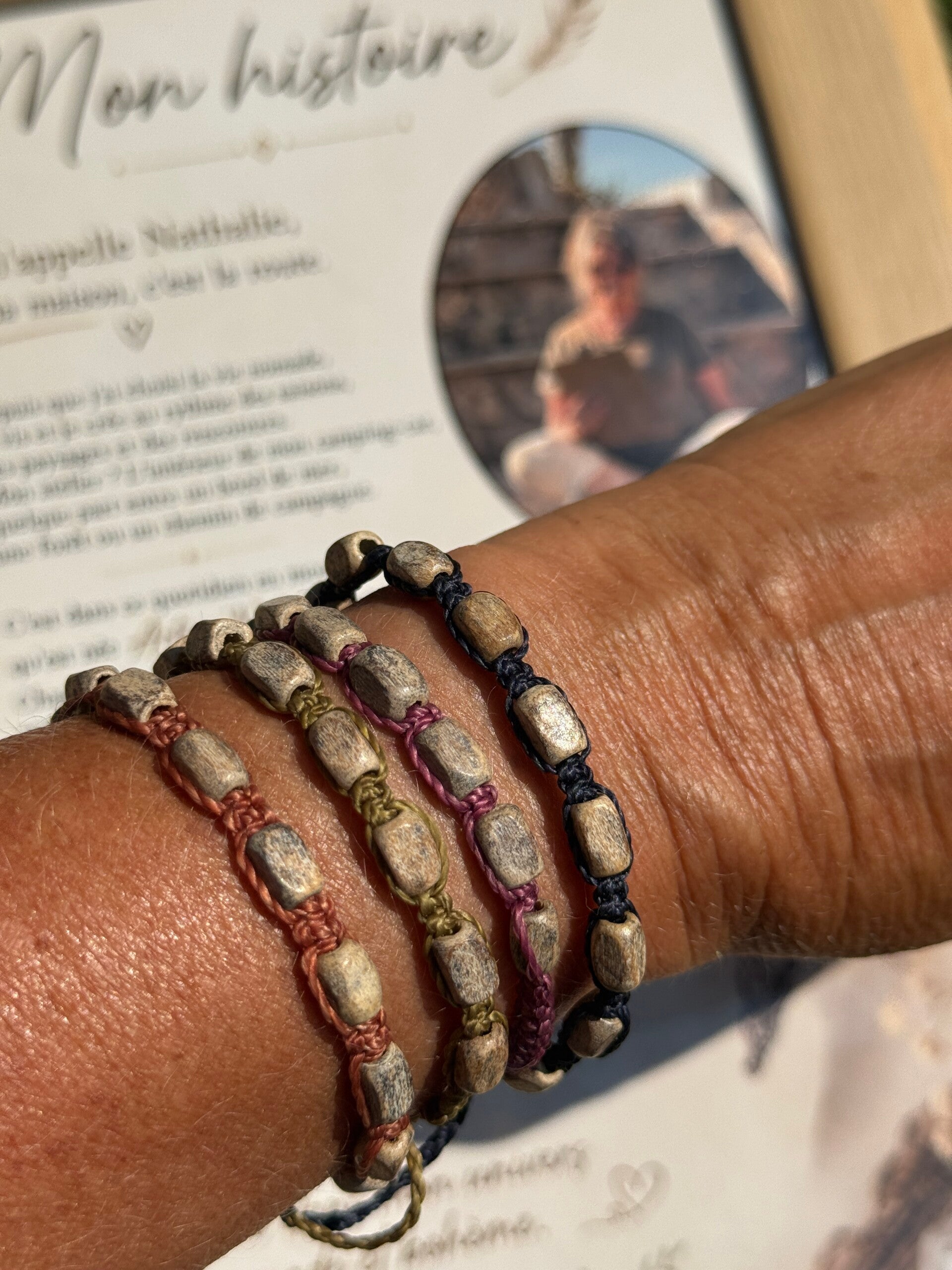 Bracelet mixte perles de bois