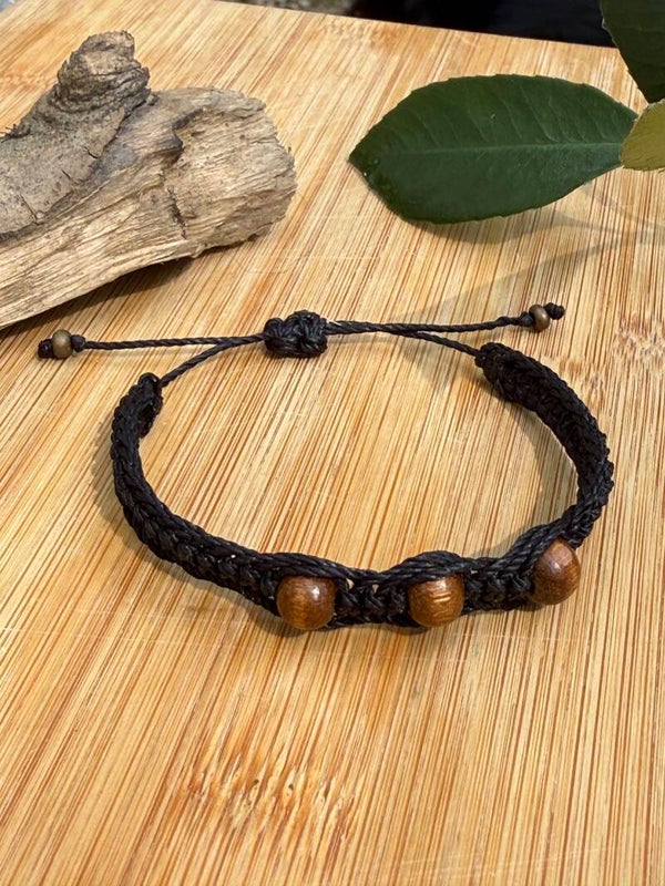 Bracelet micromacramé « Ébène »