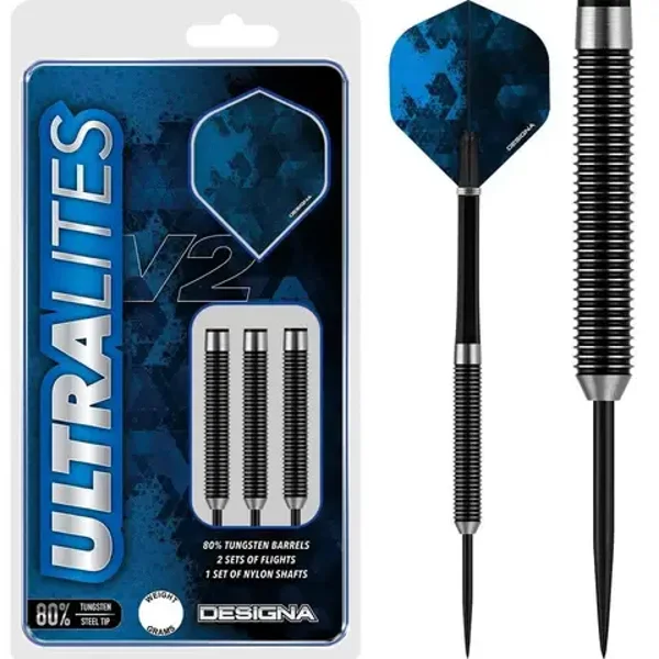 Designa Ultralites V2 Darts - Embout en acier - M2 - Poignée à anneau complet
