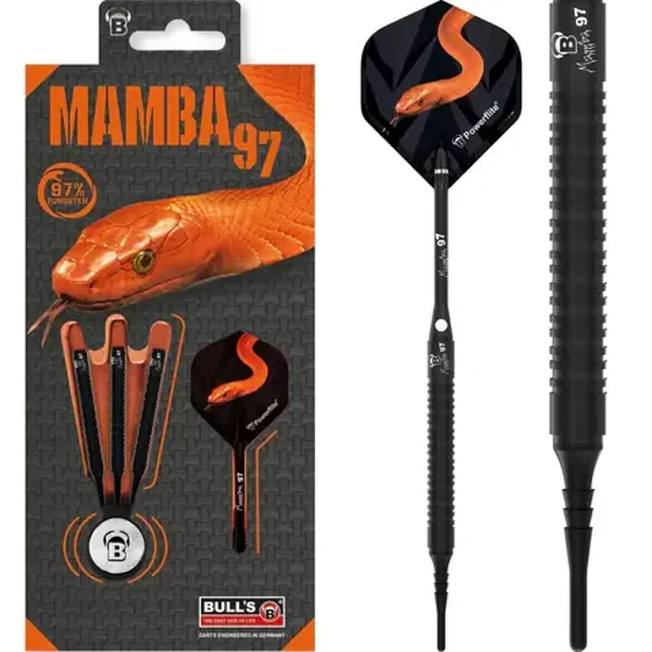 Fléchettes Mamba 97 de BULL - Pointe souple - M2 - Titane noir-16g