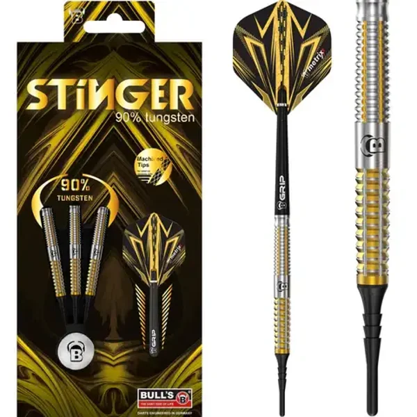 Fléchettes Stinger BULL’S - Pointe souple - Titane Or