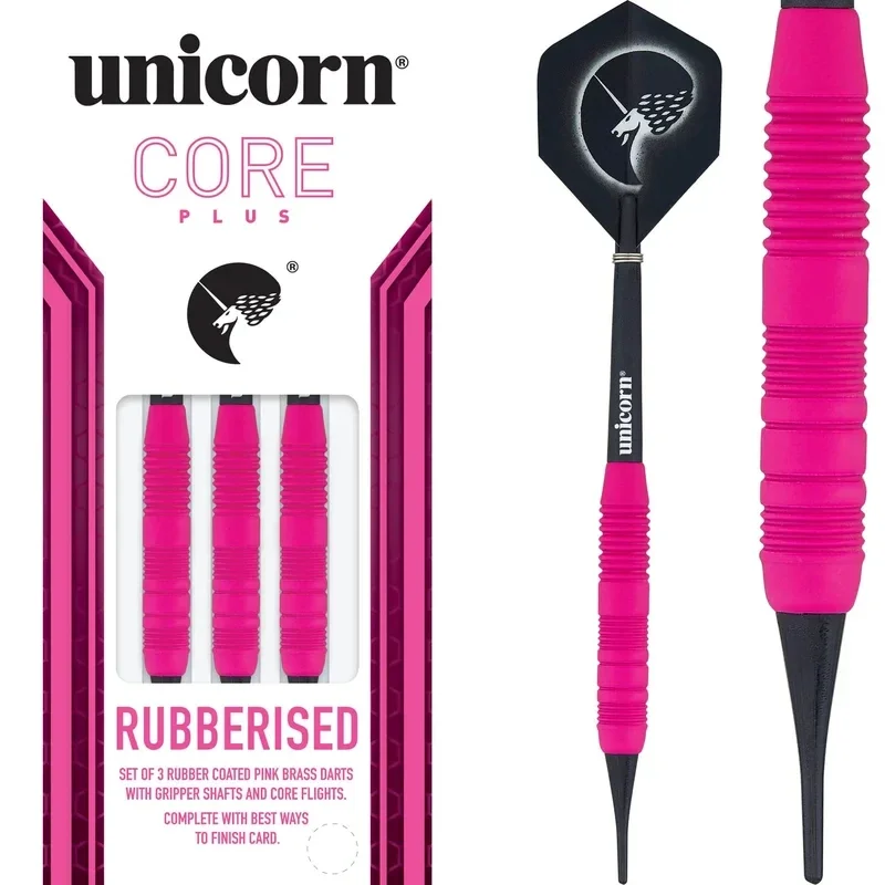 Unicorn Core Plus Win Darts - Laiton à pointe souple - Rose caoutchouté