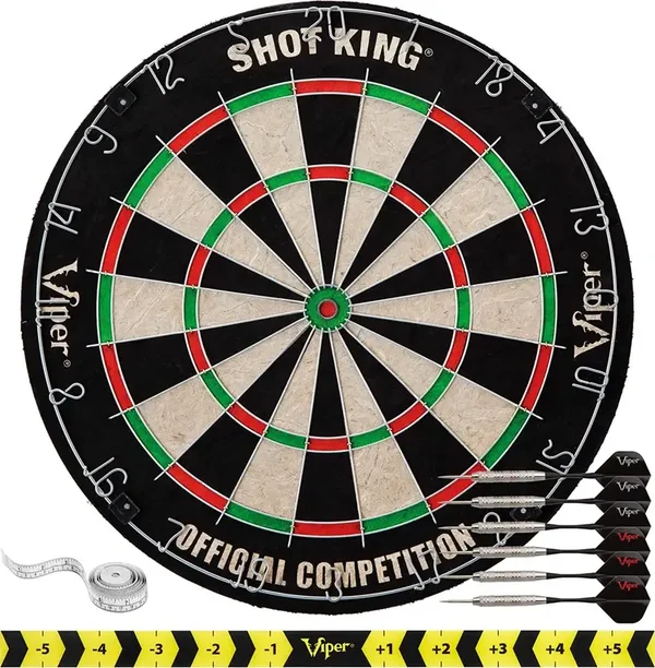 Viper Shot King Sisal Dart Dart - Système de fil rond - avec 6 fléchettes à pointe en acier