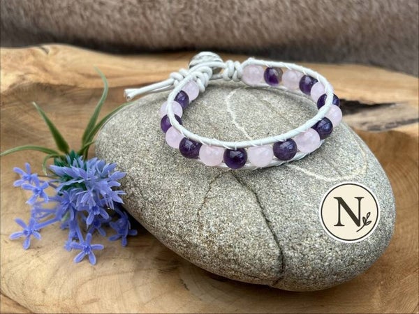 Armband Amethist en Rozenkwarts met Edelstenen