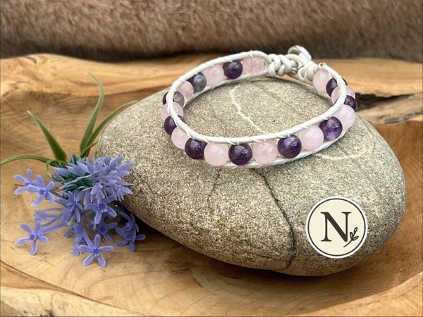 Armband Amethist en Rozenkwarts Edelstenen