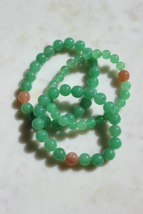 Groene jade met roze maansteen