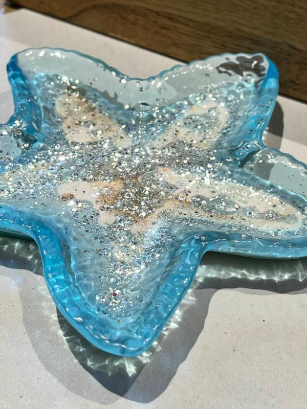 Silver diamond starfish trinket dish