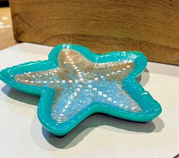Blue/beech themed starfish trinket dish