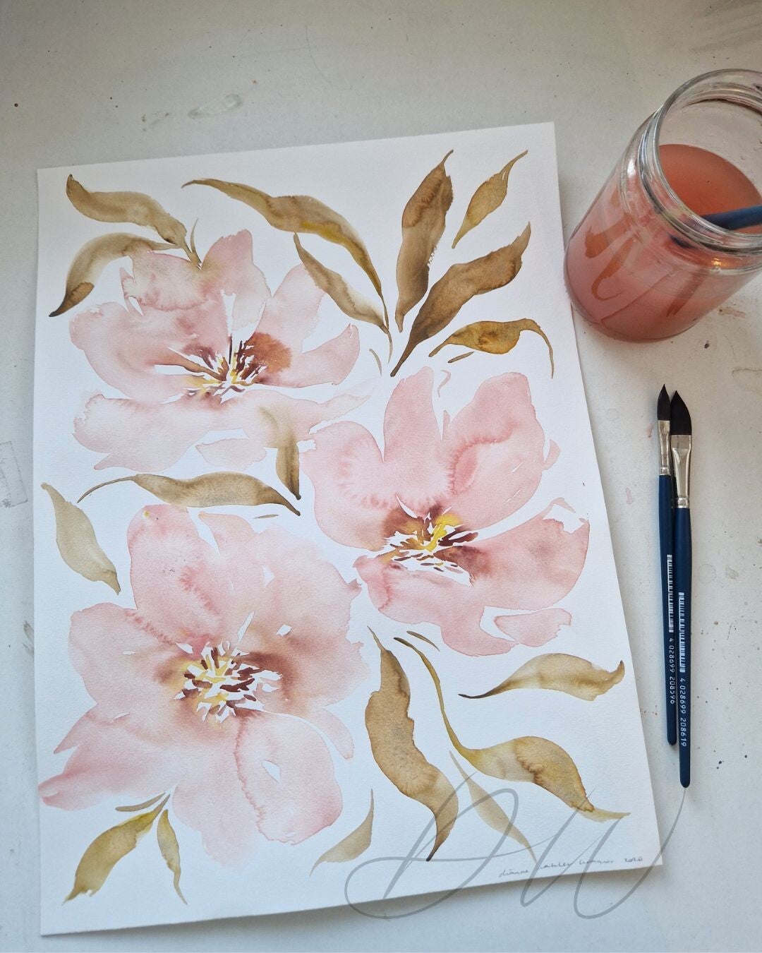 Big loose watercolor flowers