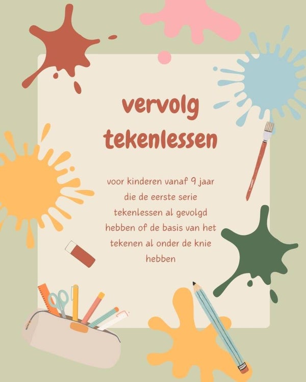 vervolg tekenlessen voor kinderen vanaf 9 jaar
