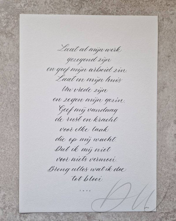 Kalligrafie A4 Gebed voor de dag Sela
