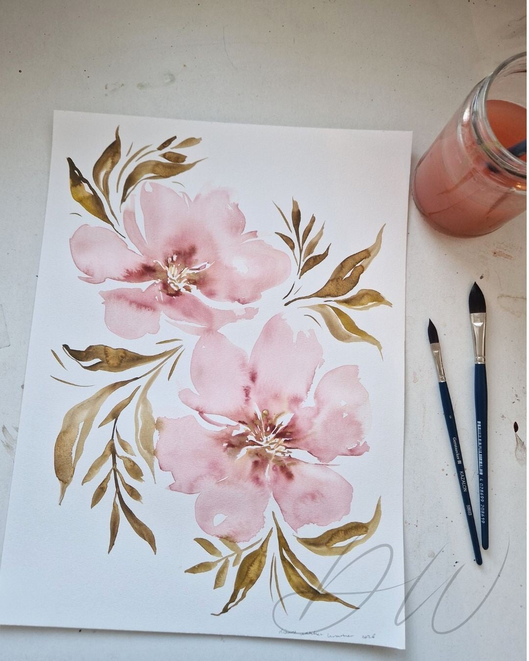 Loose watercolor flowers