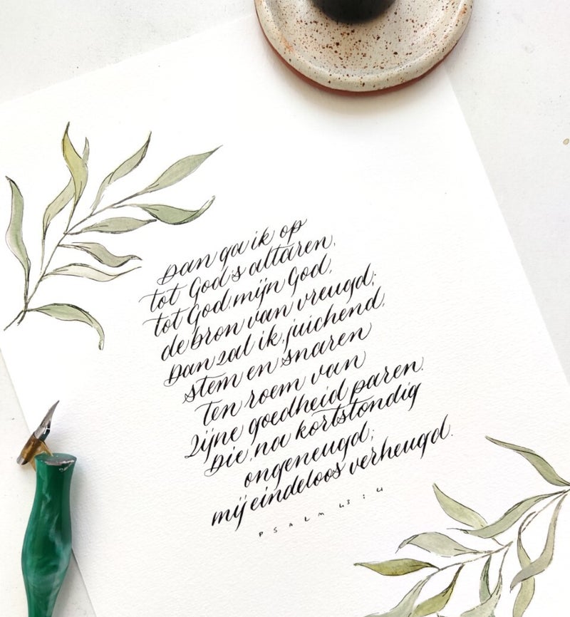 kalligrafie schoon schrijven bijbeltekst modernekalligrafie dianne wakker