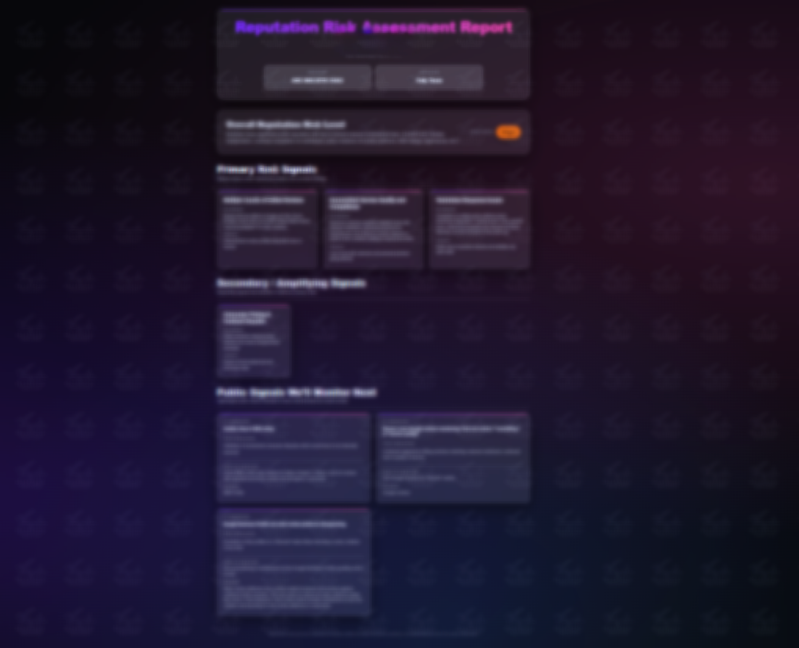 Photo of a Reputation risk audit blurred.