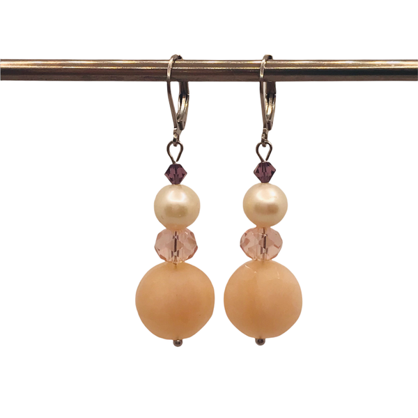 Oorbellen "pearls on the peach"