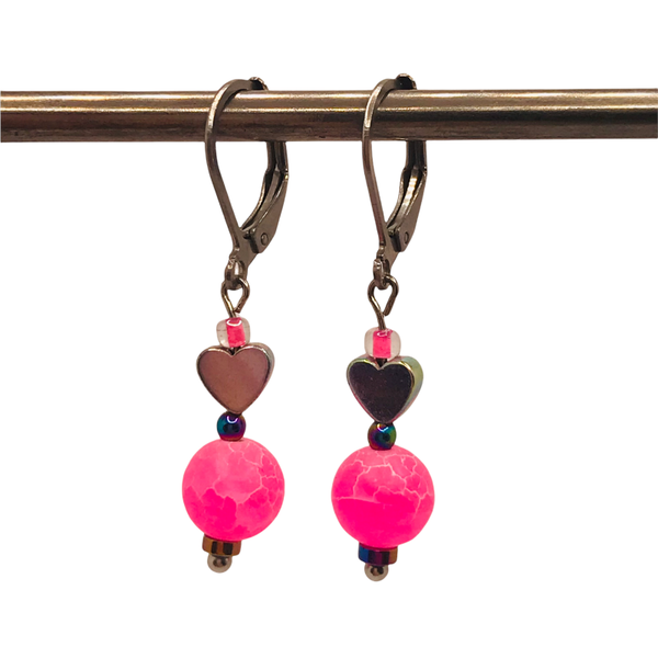 Oorbellen "fat pink dots"