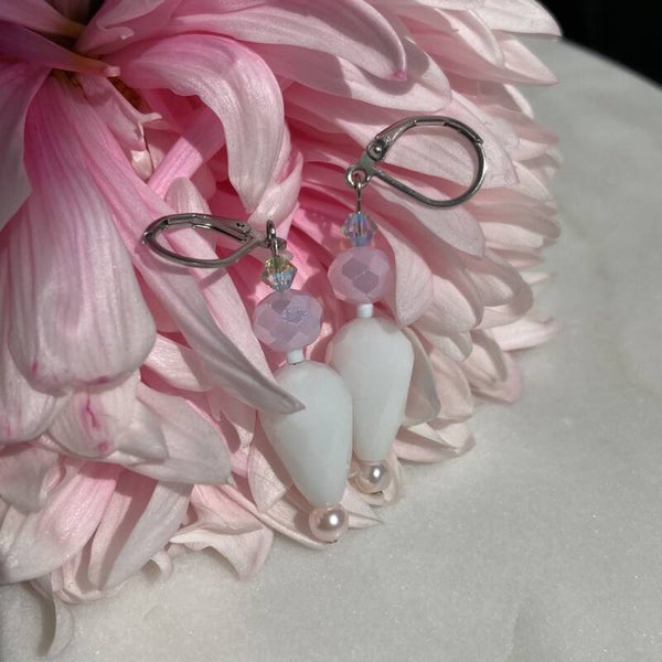 Oorbellen "snow blush"