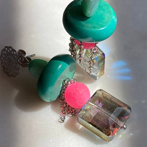 Oorbellen "Hermanas con sombreros"