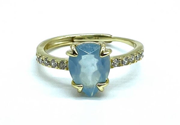 BAGUE ARGENT 925 AIGUE MARINE GOUTTE
