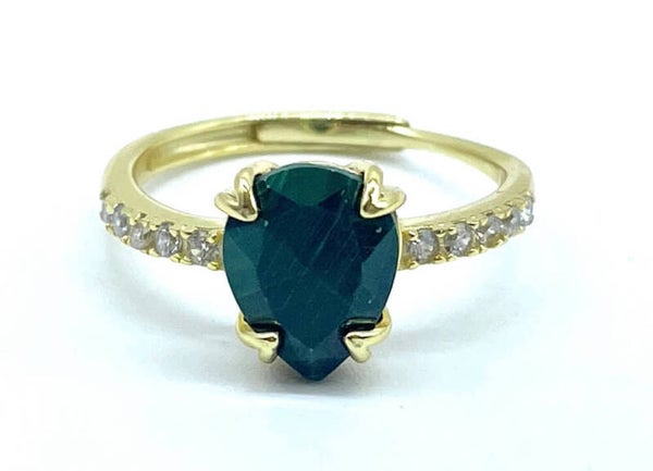 BAGUE ARGENT 925 MALACHITE GOUTTE