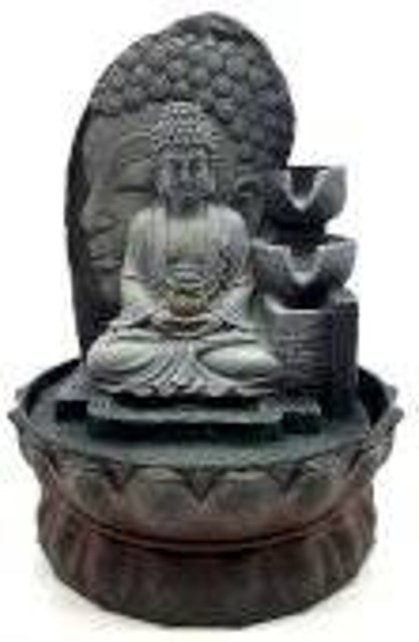 FONTAINE RESINE DOUBLE BOUDDHA 29CM