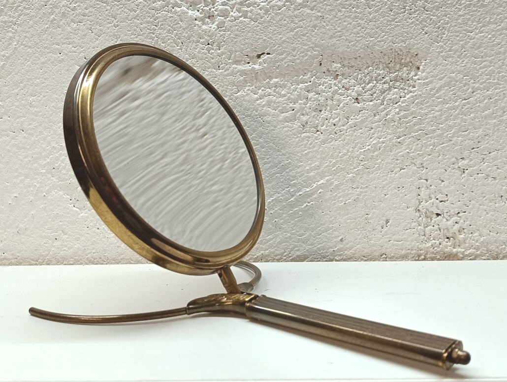 Handspiegel antik Messing Tischspiegel