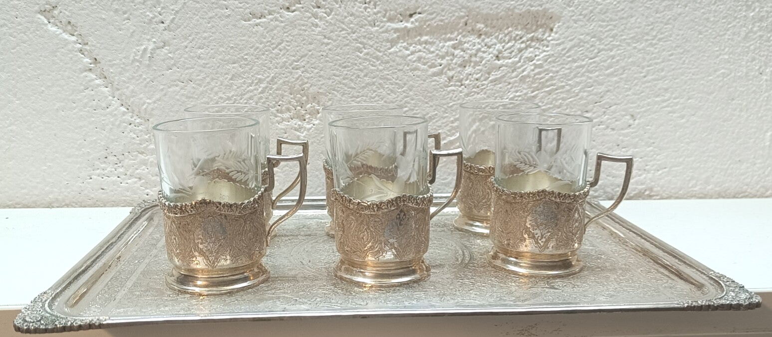 Persische Teeset Silber 84 (875) 938 g Isfahan Silber 875