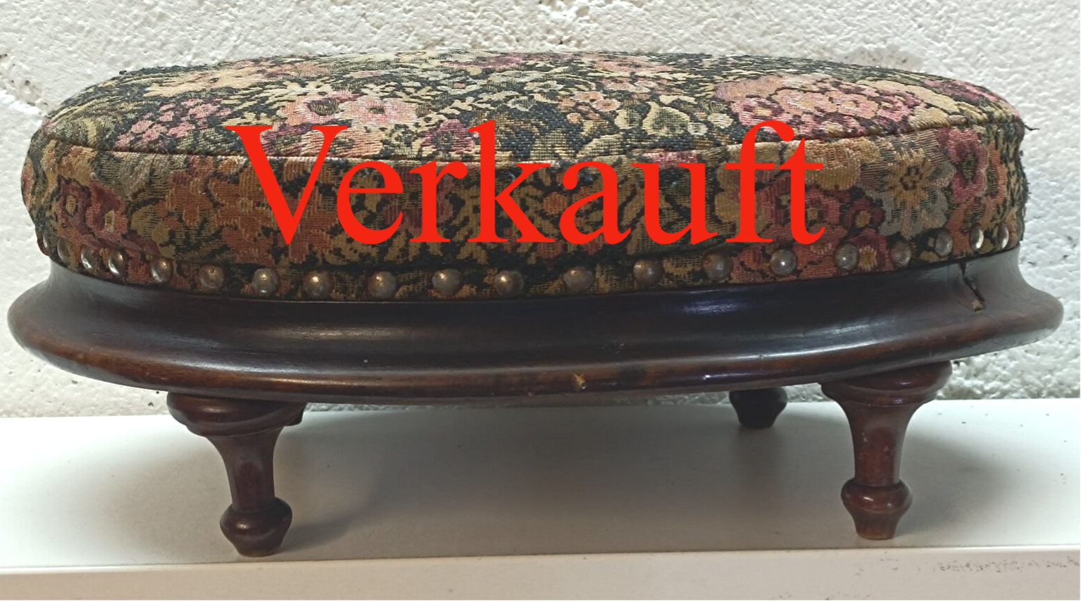 antiker Hocker Schemel Fußbank Massivholz Oval