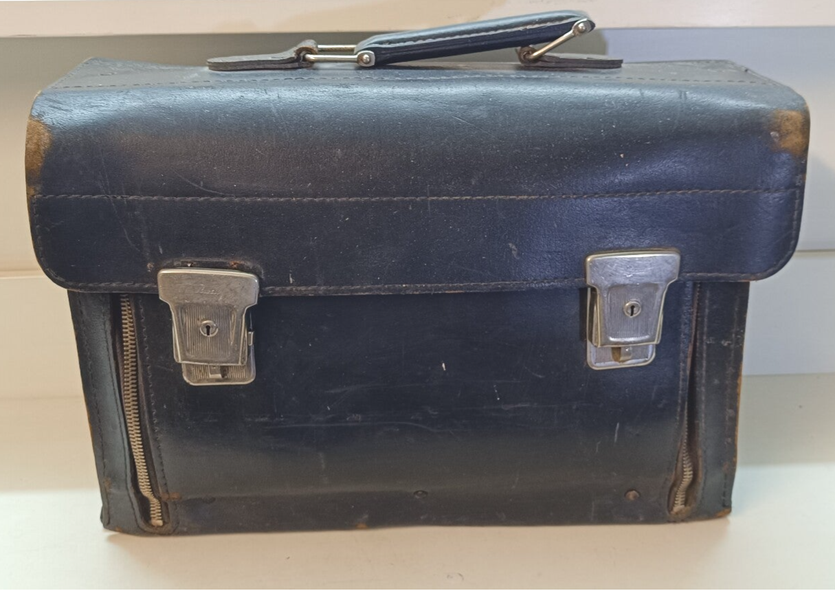 Alter Werkzugkoffer Leder Tasche schwarz