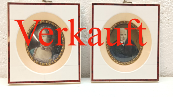 Paar Miniatur Malerei signiert Lupenmalerei