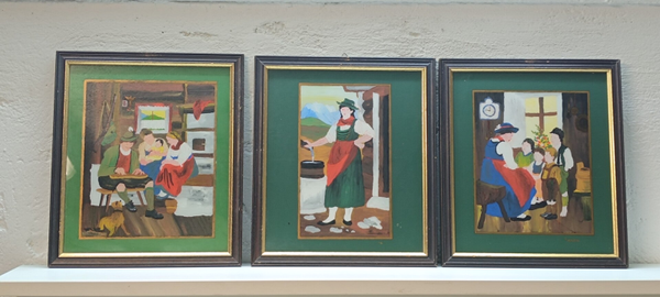 3 schöne Aquarelle Bilder ca 39x34 cm