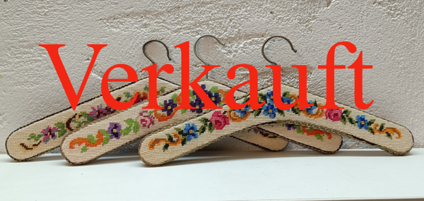 Vintage Gobelin Kleiderbügel 3 Stück Petite Point SET 1950 Germany